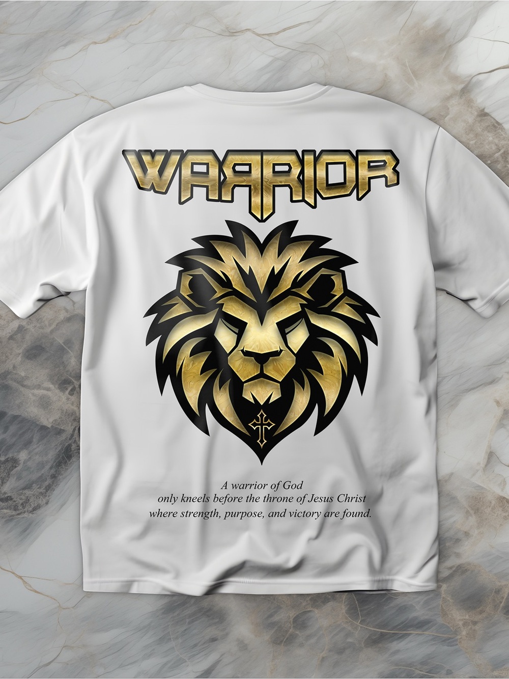 Men’s Shirt Warrior of God Gold Lion Christian Faith T-Shirt